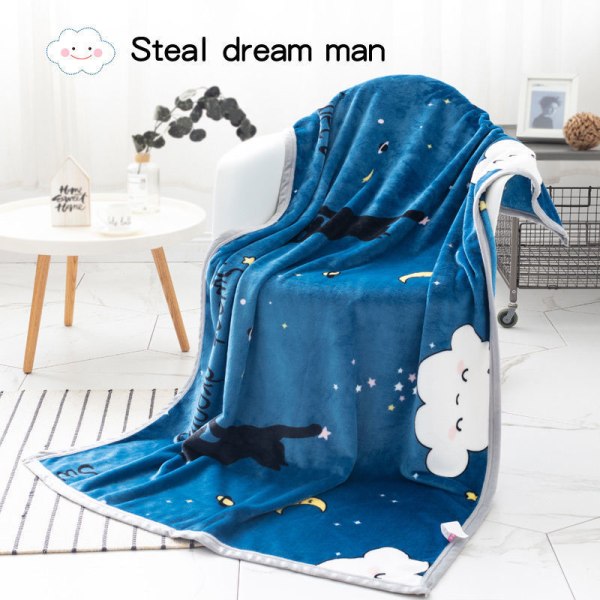 Tunn liten filt Flanell Cover Benfilt Enkel Luftkonditionering Tupplursfilt Coral Fleece Spaceman 120*200cm