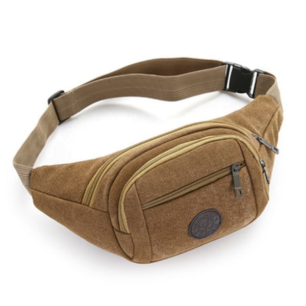 Miehet naiset Fanny Pack -vyölaukku Suuri tilavuus Urheilu Monitoiminen Messenger Casual Puhelinrinta Canvas three-pull Green