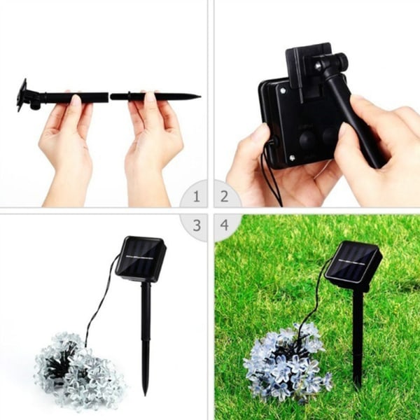 7M 50LED Solar String Lights LED Sakura Street Garland gräsmatta Lampa Vattentät IP65 Jul Nyår Utomhusbelysning Dekor Colorful Light 5M 20LED