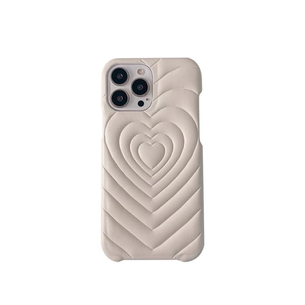 Etui til iPhone 13 Pro, lamme mønster hjerte beige lammeskind hjerte tre stk.