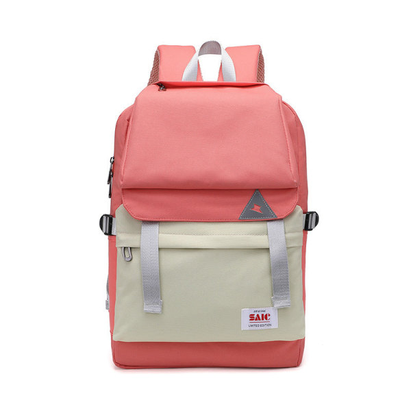 Buffalo Canvas ryggsekk for menn og kvinner utendørs reiseryggsekk Student skolesekk Pink with beige