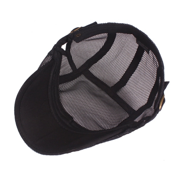 Baskerhat Mænds og kvinders Mesh Peaked Cap Forår og Sommer Åndbar Solsikker Kunstnerisk Ungdom Baret Han Hat Black Adjustable