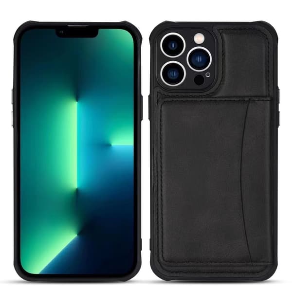 Etui til iPhone15PRO sort visitkort holder og magnetisk