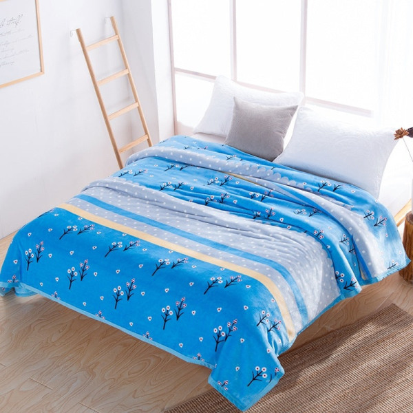 Soft Skin-Friendly Mink Fur Fabric Blanket Air Conditioning Blanket Nap Blanket Small Blanket Group Purchase Sapling Blue 200*230cm