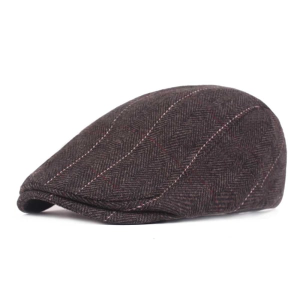 Beret lue Fiskebein Beret menns topphette Warm Advance Hats Middelaldrende og eldre Varm lue menns lue Brown Adjustable