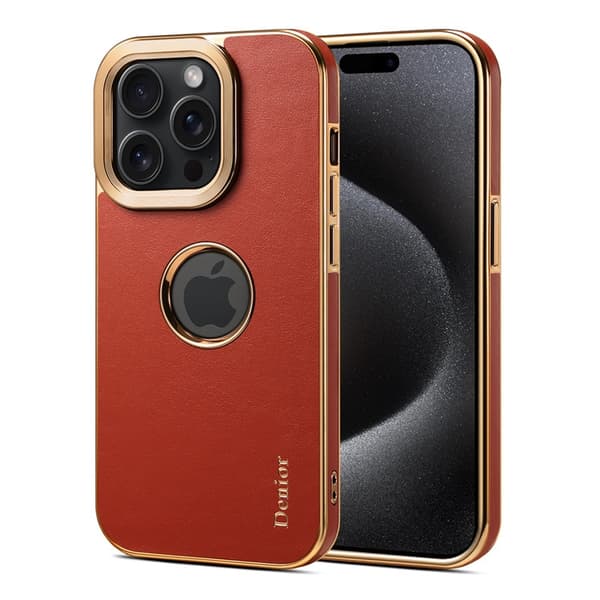 Fodral för iPhone 14 Plus Rött helskydd handgjort läder