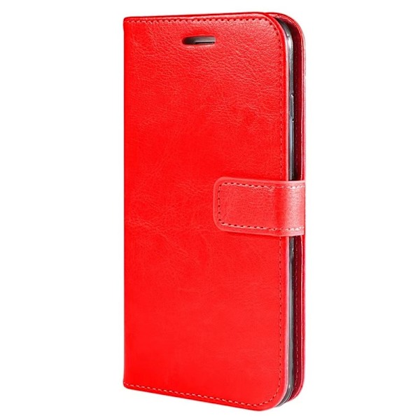 Etui til iPhone 13 Mini Rødt Crazy Horse Lær Etui Rektangulær Spenne Solid Farge