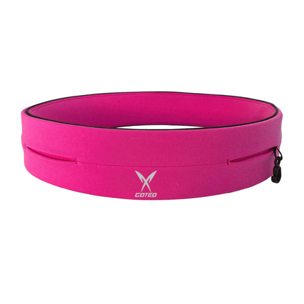 Fanny Pack Løbebælte Taljetaske Organizer High Elastic Sports Fire Ports Rose Red L