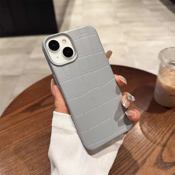 Etui til iPhone 13PRO grå enkel solid imitert lærkorn frostet full