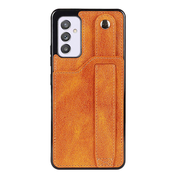 Fodral för iPhone 14 Pro Max khaki armband läder moderiktigt multifunktionellt kortfodral i lager