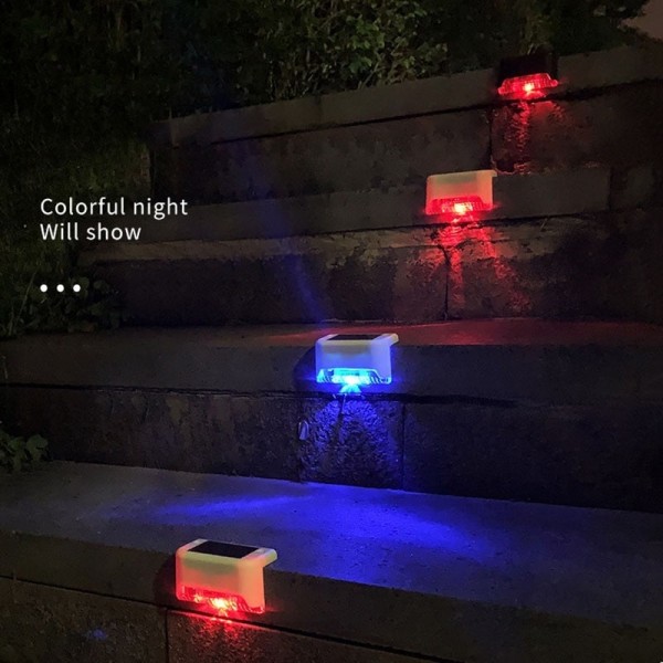 Solar Stair LED Lamp IP65 Vanntett Utendørs Hage Pathway Hage Patio Trapper Trinn Gjerde Lamper Varm Hvit Solar Nattlys brown case warmwhite 4 pcs