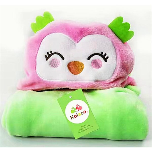 70 * 100 cm Tecknad kram Filt Inbäddningstäcke Filt Morgonrock Nattrock Sovfilt Sjal Mantelrock Pink green owl