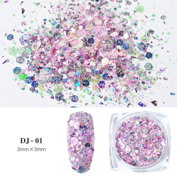 Kynsikoristeet Nail Art 12 väriä valoa vaihtuva sipulijauhe Magic Color Glitter paljetit Glitter DJ01