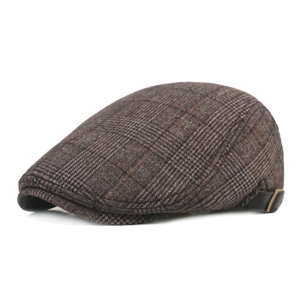 Baskerhatt Hatt för äldre mäns cap Vinterförtjockad basker för äldre Advance hattar Plaid Brown Adjustable
