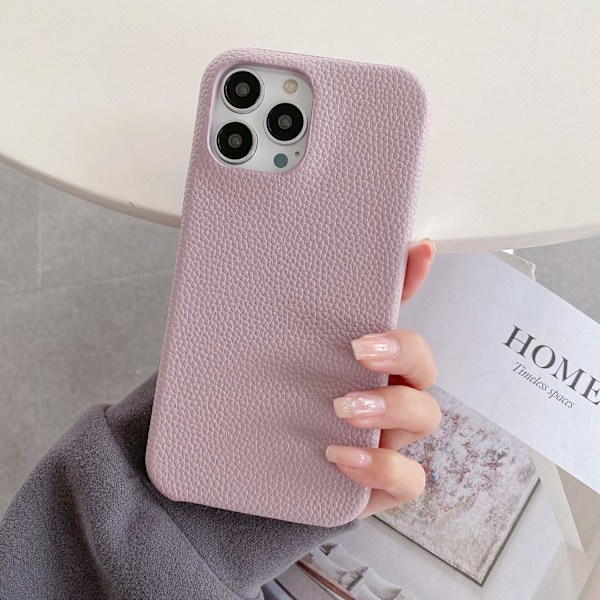 Etui til iPhone 16 lavendel lychee læder look