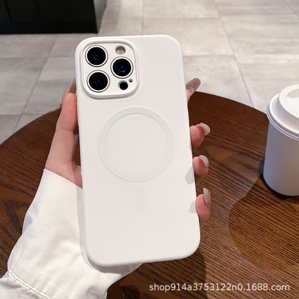 Deksel til iPhone 17PROMAX Hvit Magnetisk Silikon Ensfarget