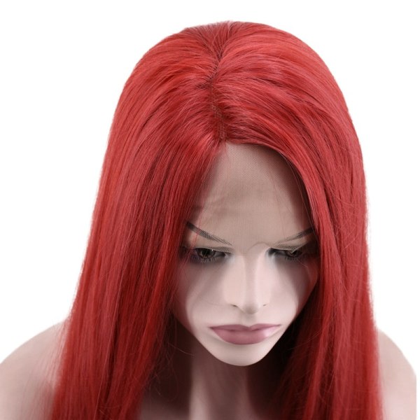 Kvinnor Peruk Front Spets Kemisk Fiber Långt rakt hår W411 Wine Red
