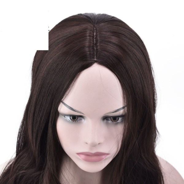 Kvinder paryk Big Wave Mørkebrun Mellemlangt krøllet hår Hoveddæksel W223