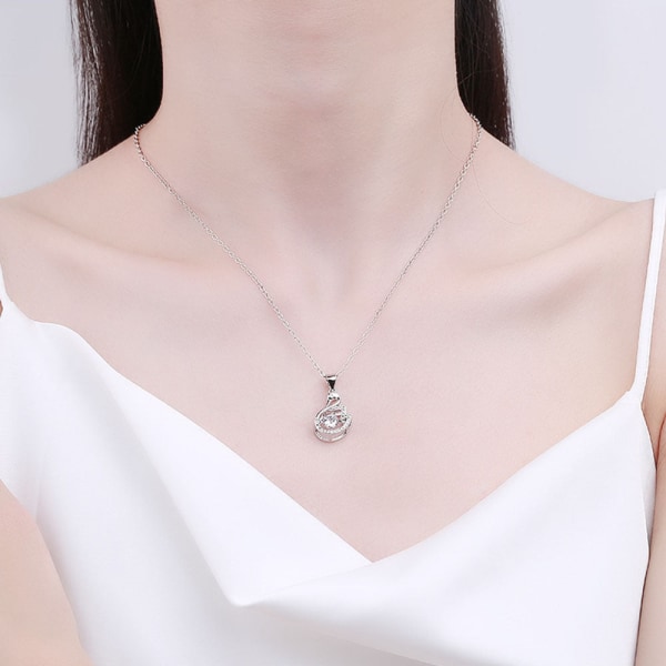 Kvinnor Halsband Kedja Choker Hänge Smycken Flickor Present Titanium Stål Swan Inlagd Jewel Utsökt Silver