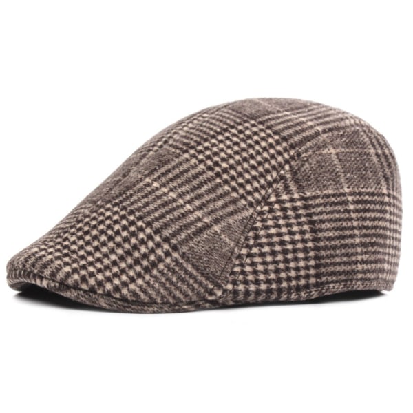 Baskerhatt Bomull basker herrhatt med toppad cap Winter Warm Advance Hats Medelålders och äldre hatt Brown M（56-58cm）