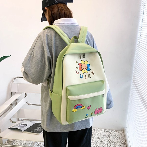School Student Backpack College Bookbag Travel Bag Canvas Girl Large Capacity Fashion Pink 32 inches