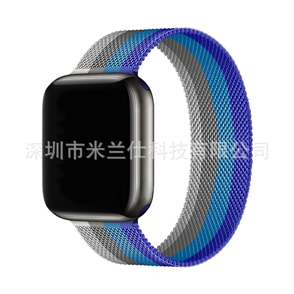 Klockarmband för Apple Watch iWatch 38/40/41/42mm-S10 51 mörkblå med kungsblå grå och vit