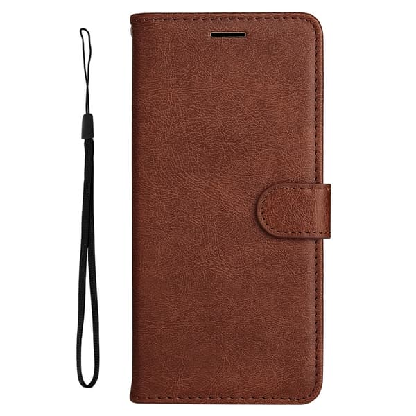 Etui til iPhone 14Pro Brun Græsk stil klassisk solidt læder kortrem