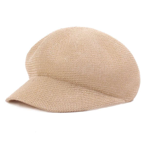 Baskerhatt Mesh åttkantig cap Herr Silk Screen Basker Basker Toalettpapper Ihålig Advance Hat Beige M（56-58cm）