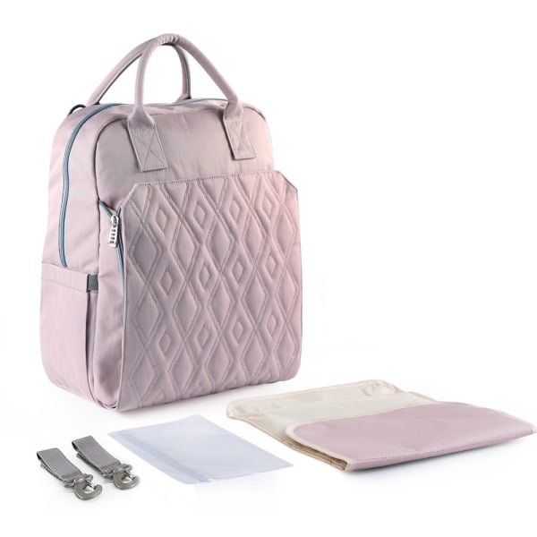 Bleievesker Mommy Bag Insular Fashion Ryggsekk Vanntett Multifunksjonell Lilac Purple L