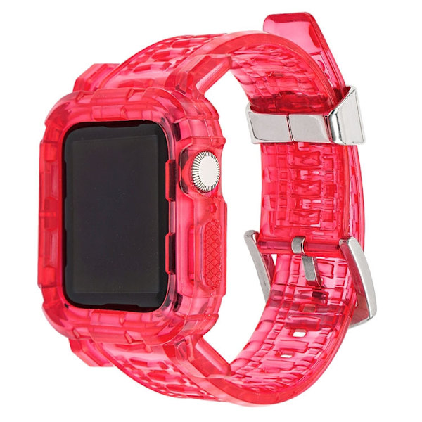 Klockarmband för Apple Watch iWatch 42/44/45mm Jelly Pink, Förlängd Version, med Stålkanter