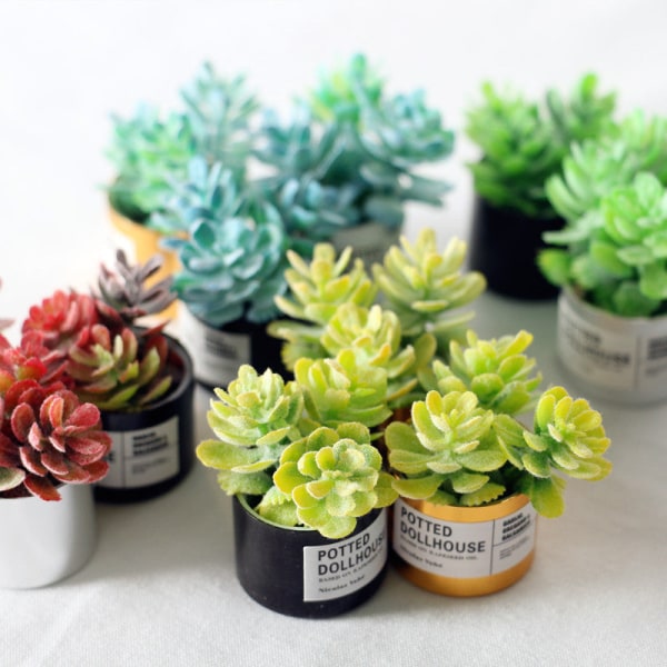 Miniature Møbler Legetøj Dukker Hus DIY Dekoration Tilbehør Mini Metal Grøn Plant Pot Red