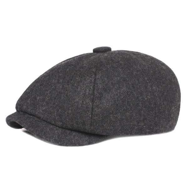 Beret Hat Ull Beret Kunstnerisk Ungdom Peaked Cap Retro Casual Advance Hats Old Hat Herrelue Dark gray M（56-58cm）