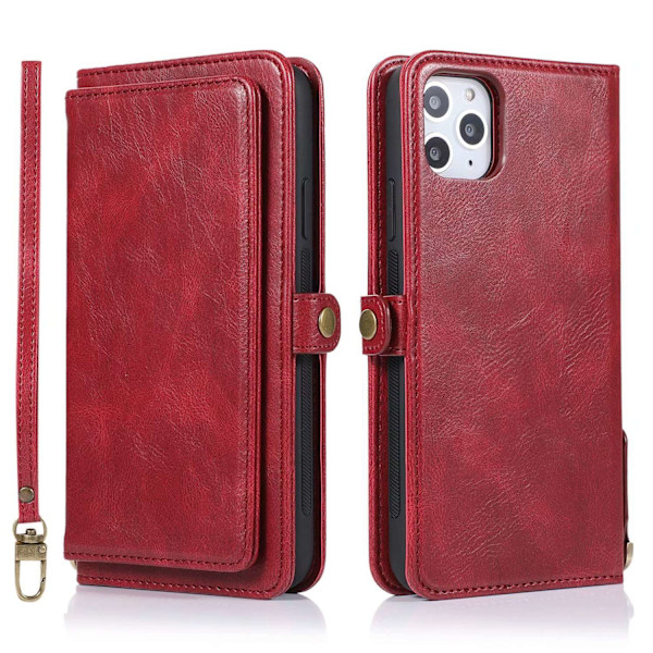 Fodral för iPhone 13 Mini röd multi kort delat läder multi funktion kortplats retro plånbok