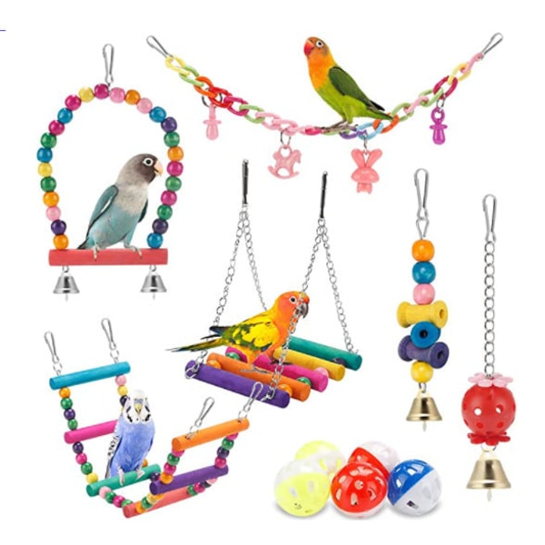 Trygge ikke-giftige fugleleker 11 stk sett Parrot Bite Toy Fuglebur tilbehør Default Title
