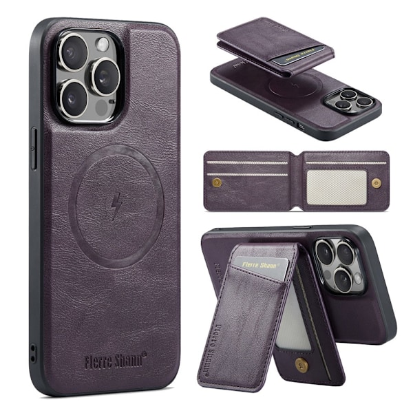 Fodral för iPhone 13 Pro 025 Lila Magnetiskt Läder Kortplats 2 i 1
