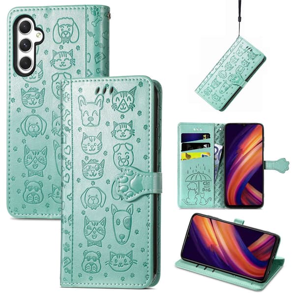 Etui til Samsung S22 Plus grønt læder flip kortpung Green