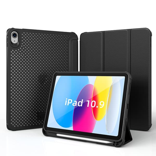 Stilfuldt etui til iPad 10.2 Sort Mesh Læder