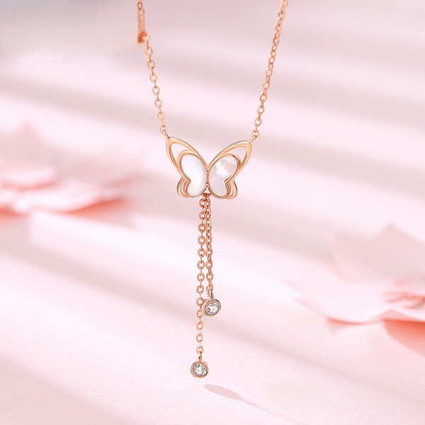 Naiset Kaulakoru Ketju Choker Riipus Korut Tytöt Lahja Perhonen Korkealaatuinen Rose Fritillary Sterling Hopea Rose Gold 925 silver