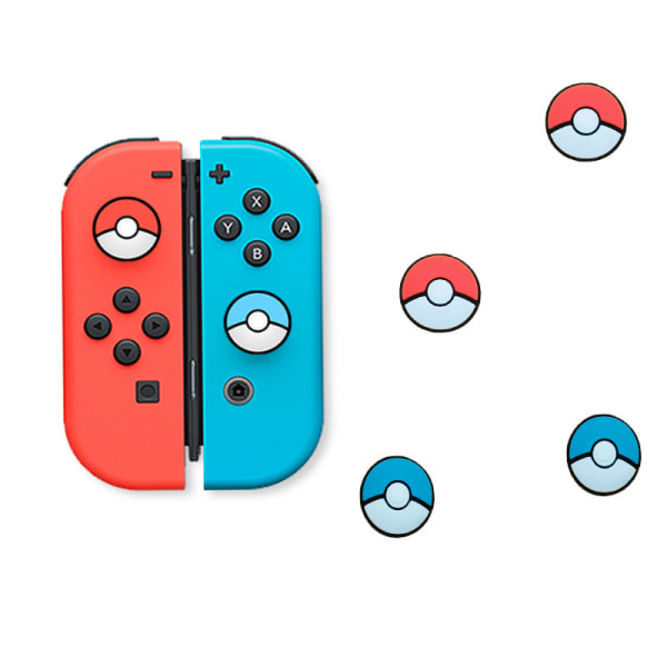 For Nintendo Switch/Lite Poke Ball Joystick Cap OLED Rocker Protective Cover Silica Gel Cap Red and Blue Contra