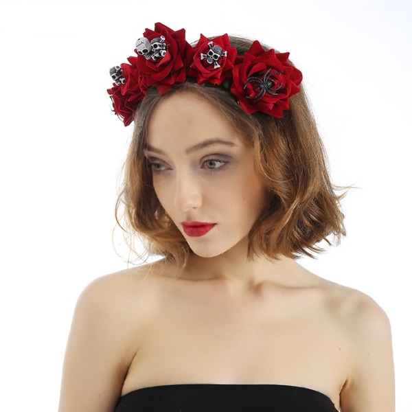 Halloween pandebånd kvinders hårtilbehør Simulering Velvet Rose Flower FG89