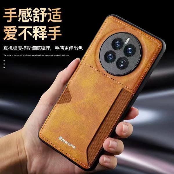 Fodral för iPhone 14max brun kortficka läder enkel PU anti fall