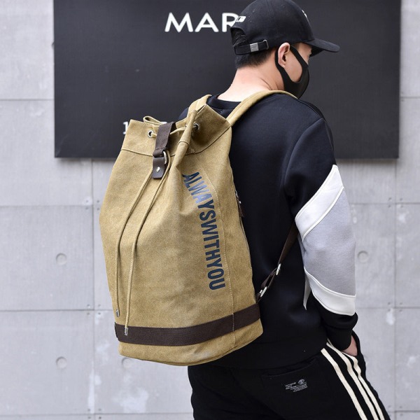 Miesten reppu Olkalaukku Canvas Urheilureppu Bucket Bag Matkatietokonereppu Black small Size