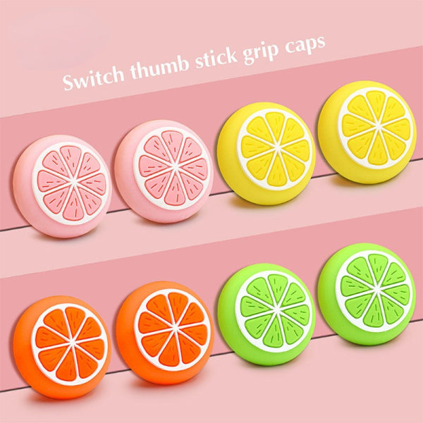 För Nintendo Switch Lemon Fruit Joystick Cap Case OLED Lite Luminous Cat's Paw Button Cap Luminous Pineapple Orange