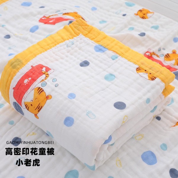 Babys badehåndkle ren bomull babygazeteppe Absorberende tegneserie babybadekar Little Tiger 110*110cm