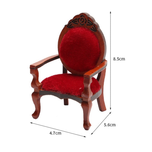 Miniatyrmøbler Leketøy Dukker Hus DIY dekorasjon Tilbehør Mini 1:12 Peach Armlen liten stol Red
