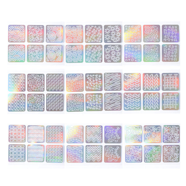 Kynsikoristeet Nail Art Laserontot tarrat Kynsitarrat 3D-tarrat 24 mixed laser hollow stickers