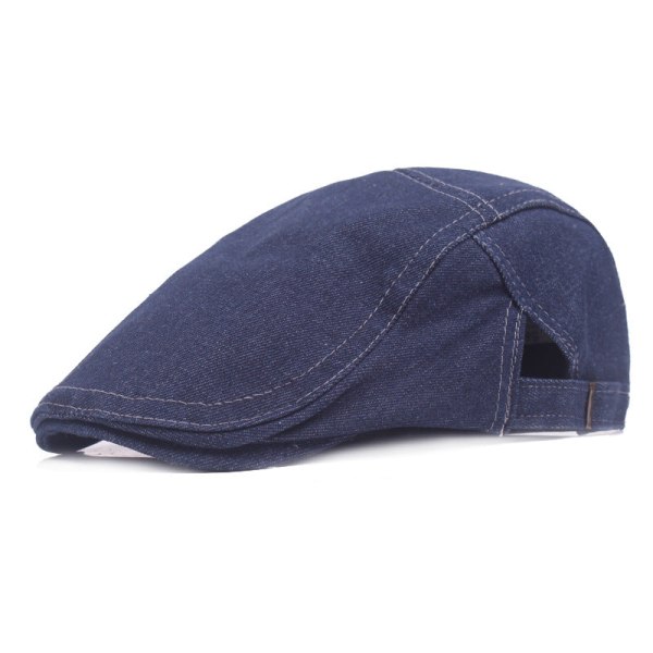 Beret lue dongeri beret herre topphette monokrom Simple Advance hatter lue solhatt for kvinner Dark Blue Adjustable