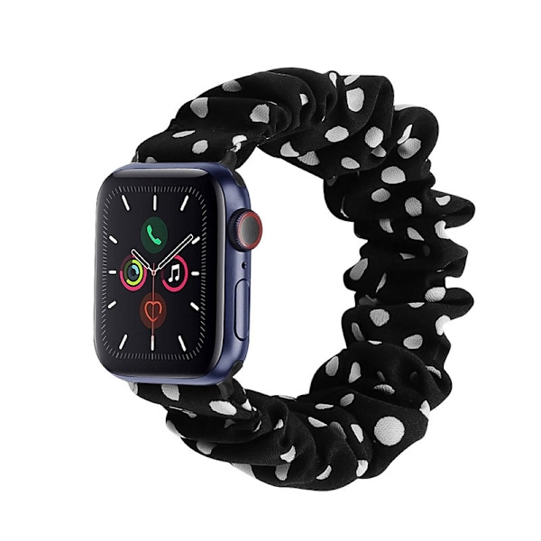 Kellon ranneke Apple Watch iWatch 38/40/41 S-koko hopeanvärisellä metalliliittimellä, mustat pisteet