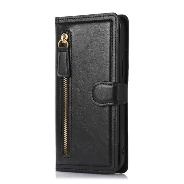 Etui til iPhone 13 mini sort passende pung læder multifunktionel retro