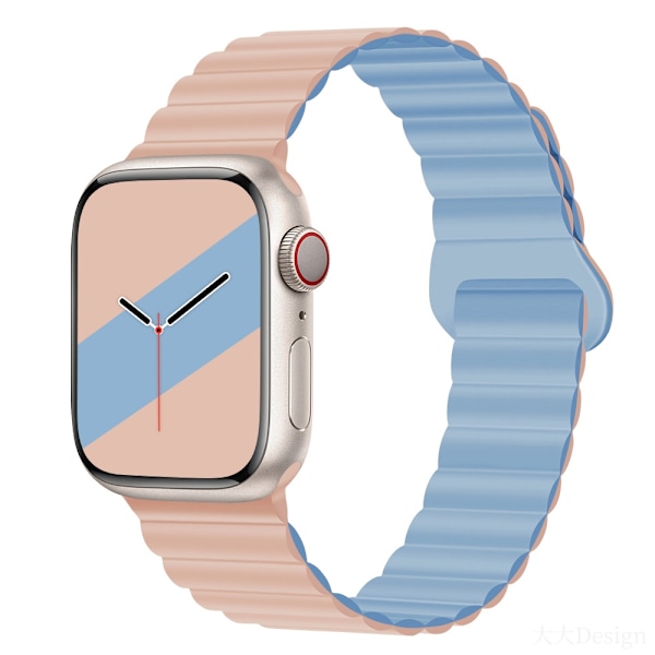 Klockarmband för Apple Watch iWatch 38-41 S10/42mm svart box rosa sand med dimblå